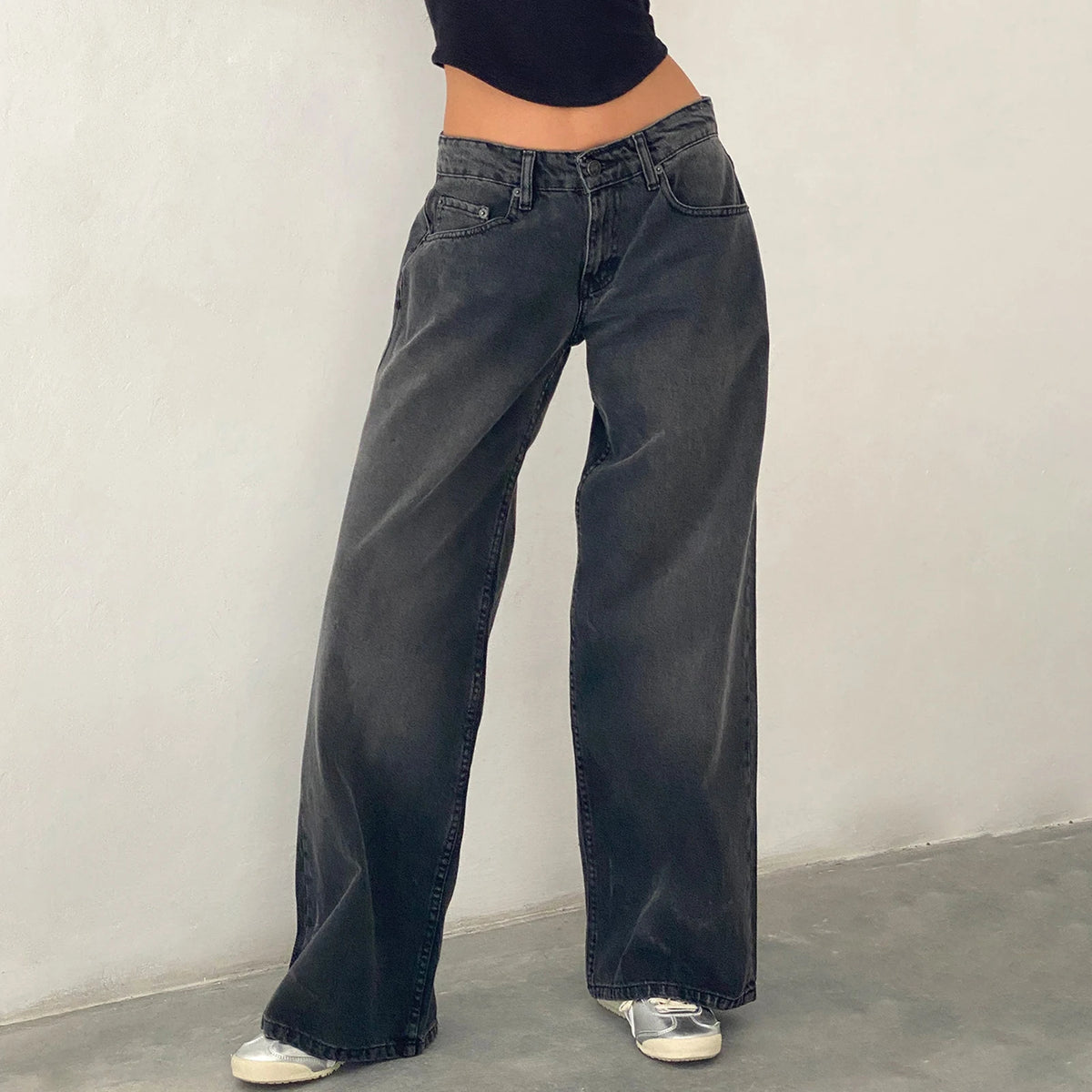 Jeans Boyfriend Donna Vita Alta con Tasche – Stile Y2K - dettaglio prodotto