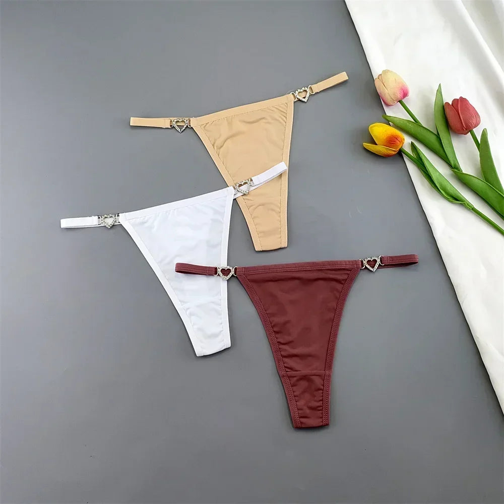 Set 3 Perizomi Sexy con Fibbia Strass – Effetto Ghiaccio, Invisibili, Ultra Comfort
