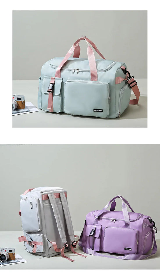 Borsa sportiva donna 2025 – duffel con doppio comparto asciutto/bagnato ideale per palestra, nuoto e viaggi