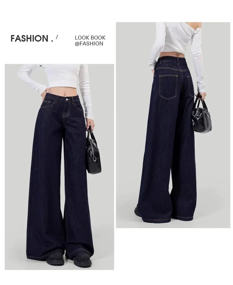 Jeans donna vita alta loose fit – Gamba dritta / wide-leg elegante per l’autunno / inverno