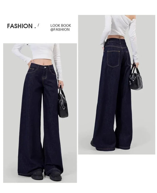 Jeans donna vita alta loose fit – Gamba dritta / wide-leg elegante per l’autunno / inverno