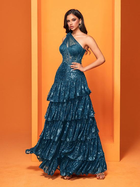 Abito Lungo Elegante da Sera Donna – Maxi Dress con Spacco e Paillettes per Cerimonie, Party e Promessa