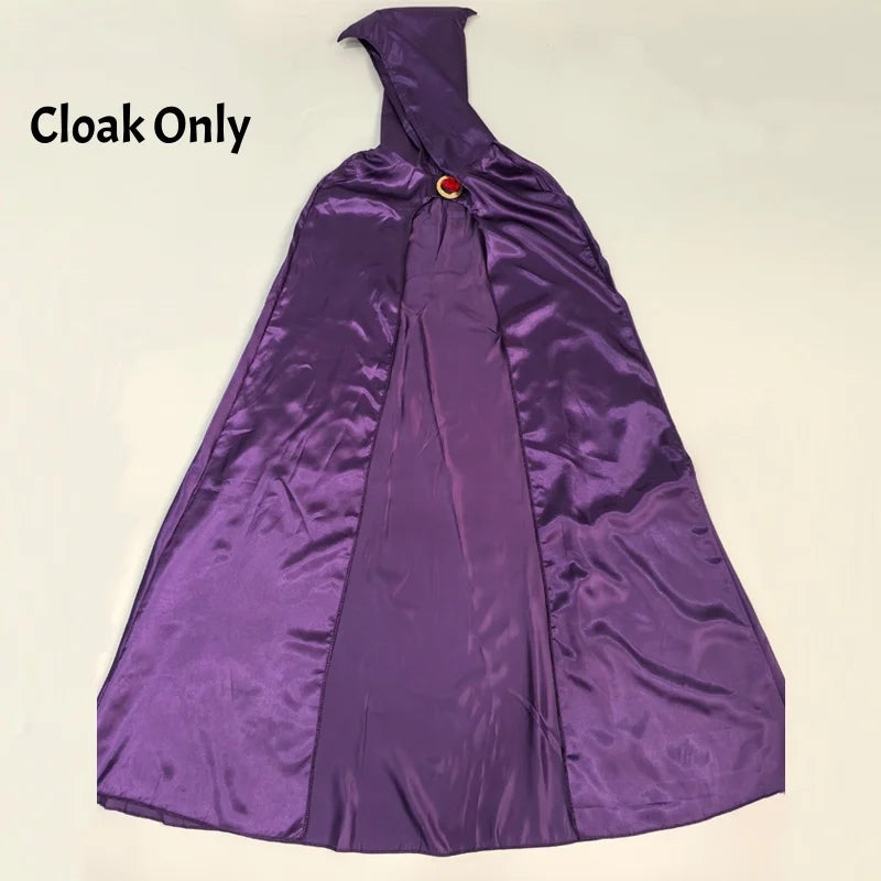 Costume Cosplay Raven Teen Titans da Donna – Bodysuit Completo con Mantello Viola