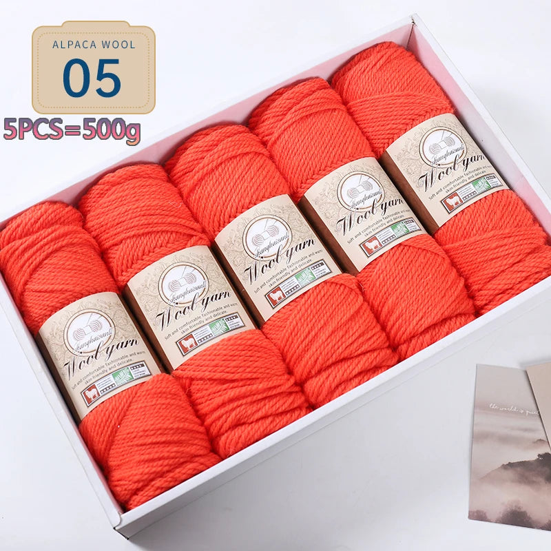 Set 5 gomitoli filato spesso alpaca 500 g – yarn grosso per maglioni, cappotti e crafting inverno