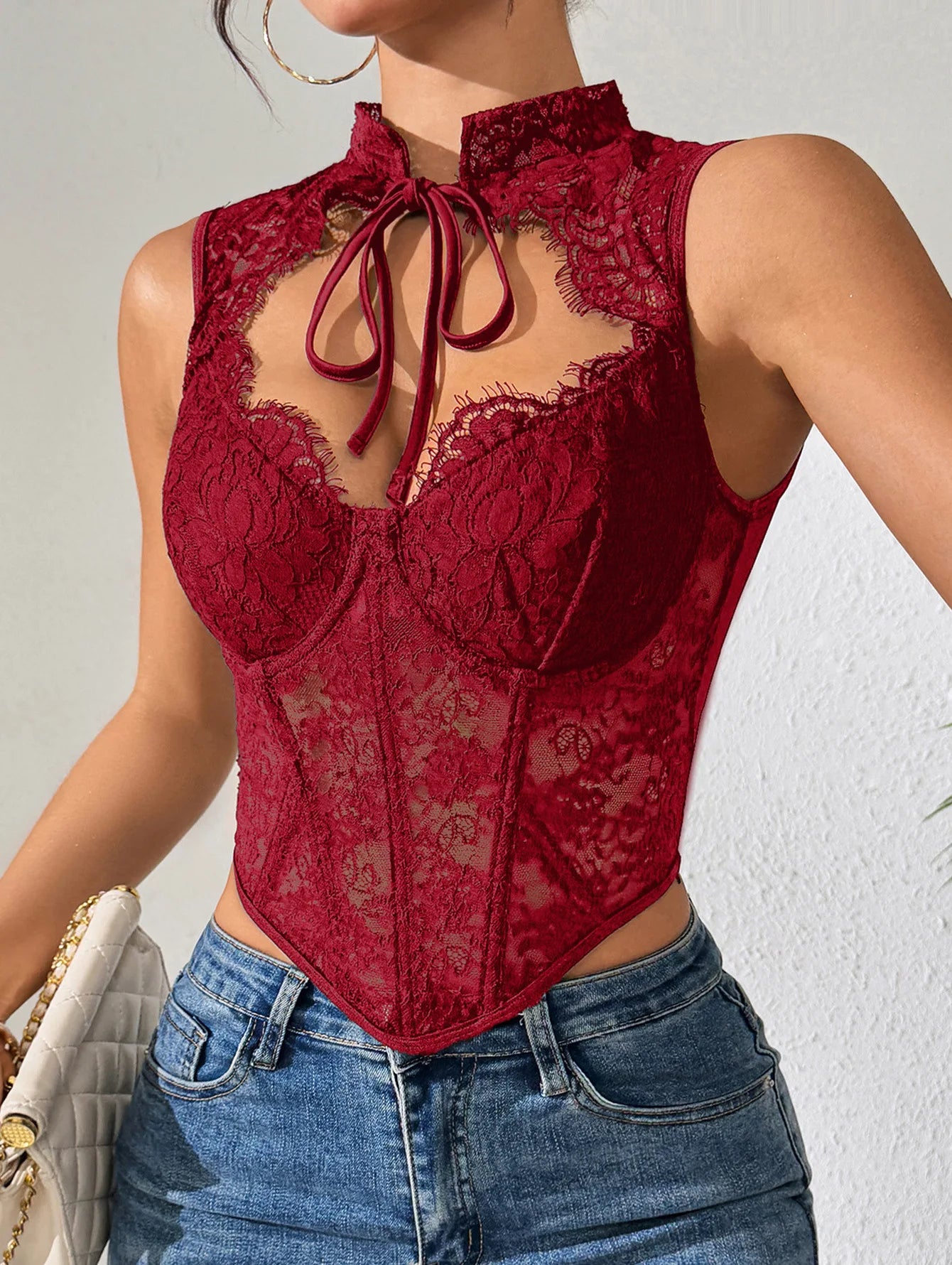 Top Corsetto in Pizzo Donna – Canotta Sexy Aderente