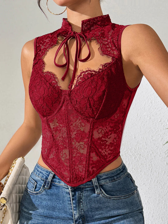 Top Corsetto in Pizzo Donna – Canotta Sexy Aderente