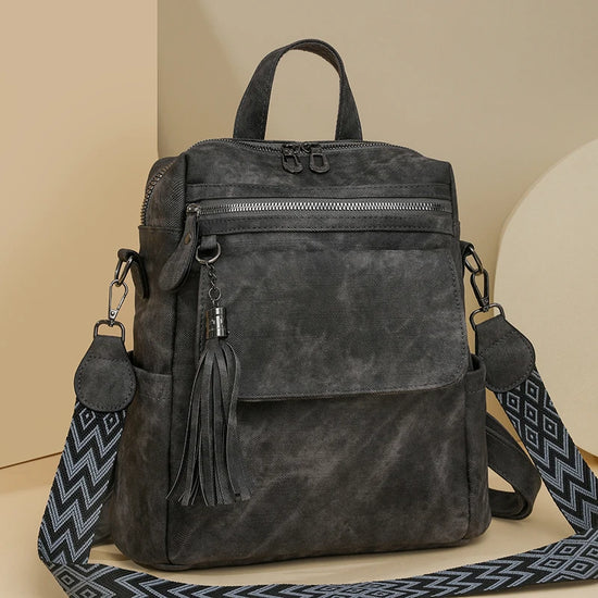 Zaino donna grande capacità in pelle simil-cuoio – daypack fashion da viaggio e scuola, backpack solid colour per ragazze