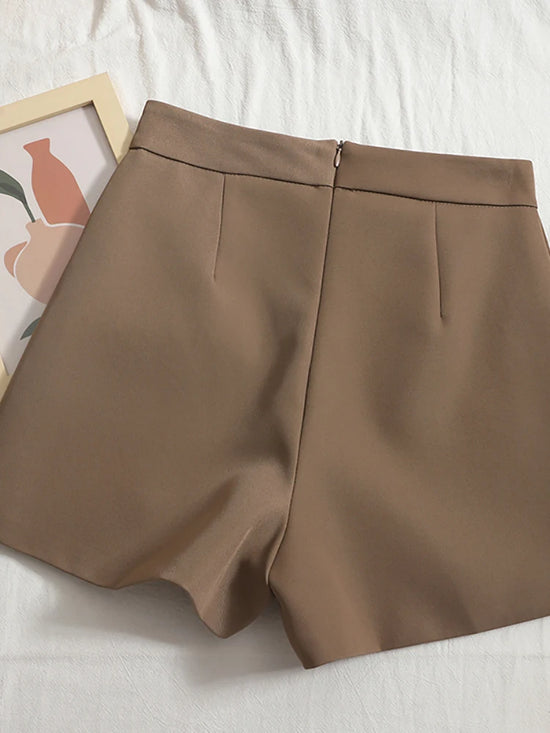 Shorts eleganti donna Heliar – A vita alta con zip e cintura femminile