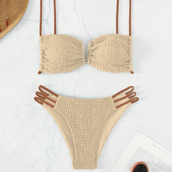Bikini push-up sexy donna 2025 con laccetti e scollo profondo