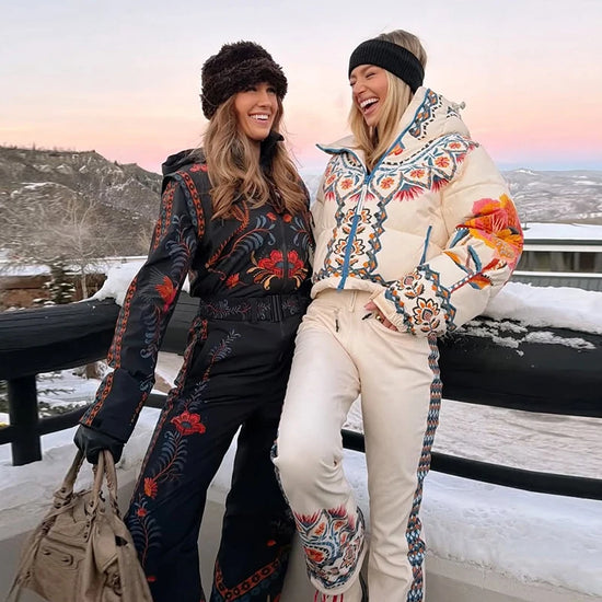 Tuta da neve donna con cappuccio, bianca o fantasia
