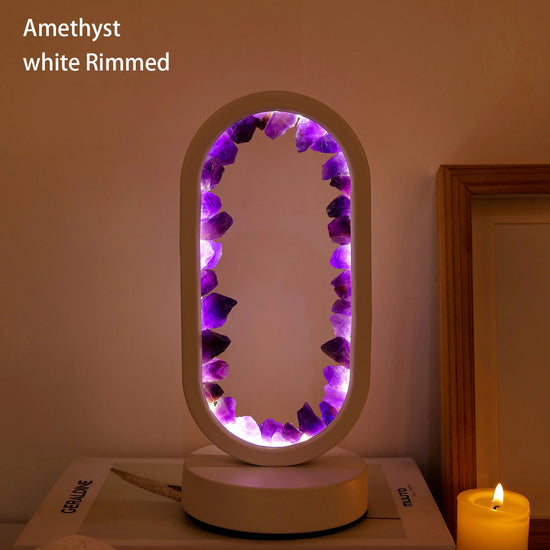 1PC LED Bedside Lamp | Natural Quartz & Amethyst Raw Stone Crystal Lamp | Soothing Night Light for Bedroom & Desk, Christmas Dec