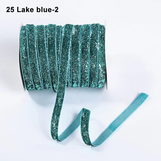 Nastro velluto glitter 10 mm – 50 metri multicolore per decorazioni, fai-da-te, confezioni regalo e artigianato