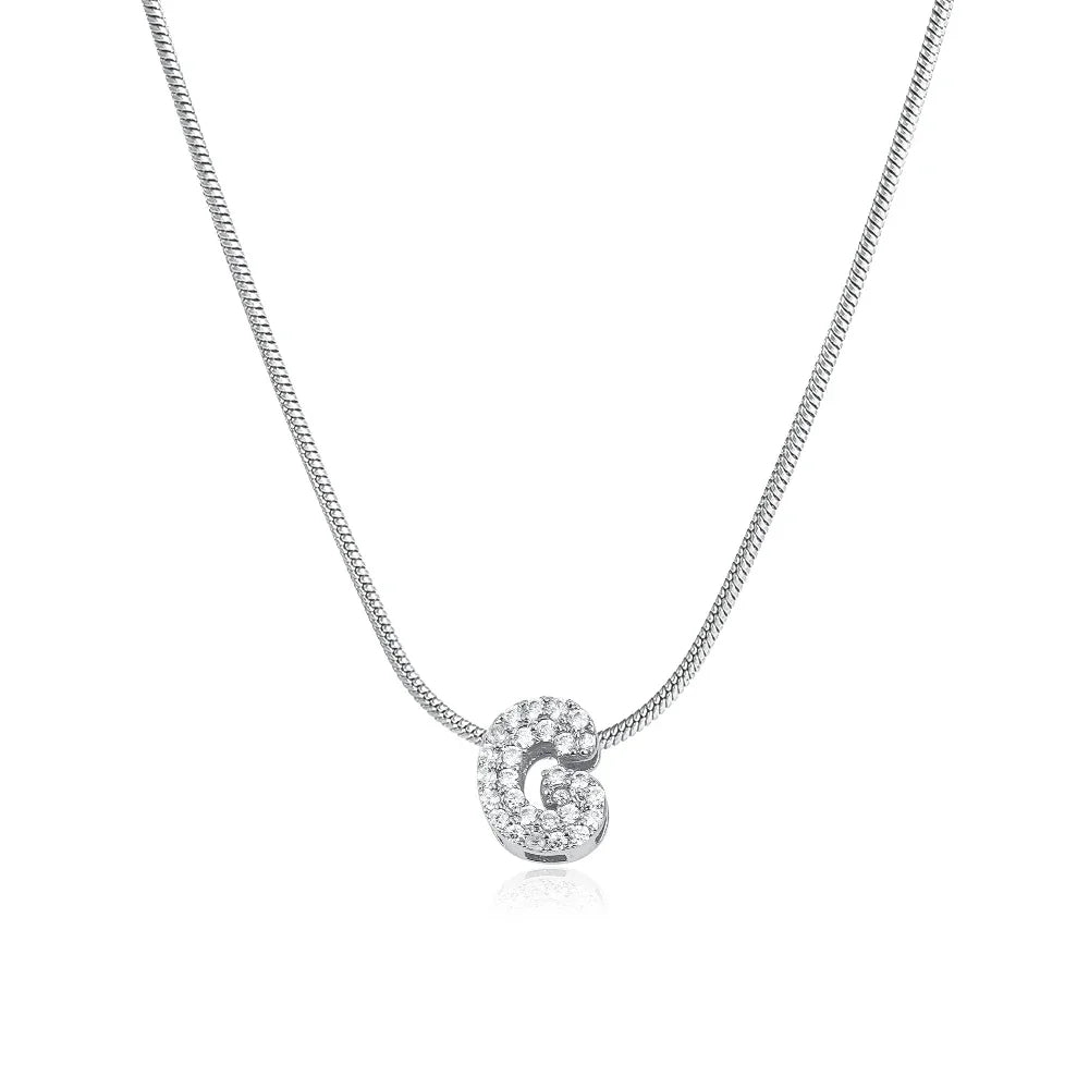 Collana iniziale personalizzabile A–Z con pavé di zirconi – acciaio, elegante