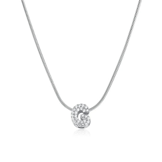 Collana iniziale personalizzabile A–Z con pavé di zirconi – acciaio, elegante