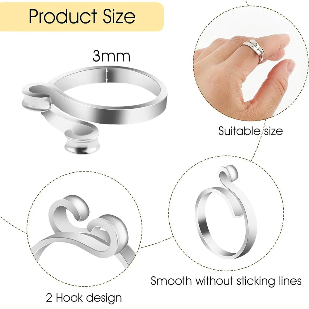 Set 2 ring guida filo regolabili per uncinetto/maglia – anello regolabile finger yarn guide / thimble per tensione costante