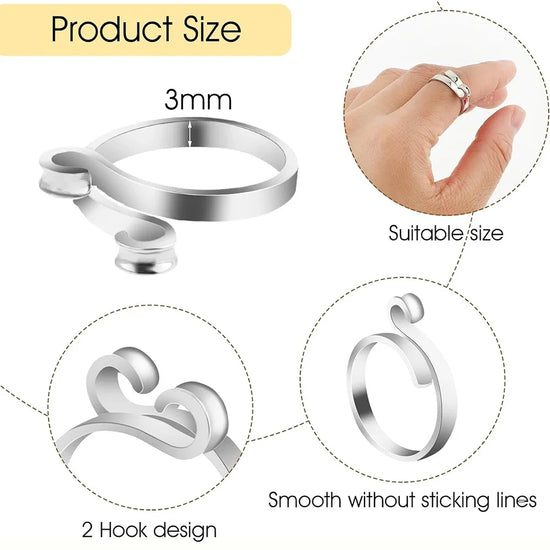 Set 2 ring guida filo regolabili per uncinetto/maglia – anello regolabile finger yarn guide / thimble per tensione costante