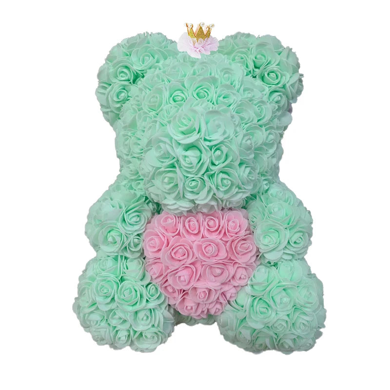 Orsetto di Rose Artificiali 40 cm Regalo Romantico per San Valentino e Anniversario