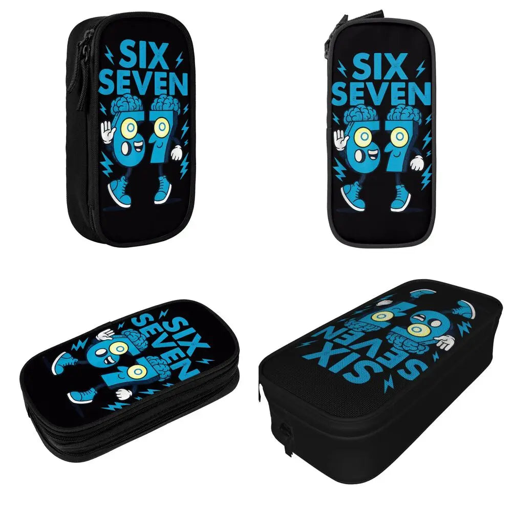 Meme 6 7 Six Seven Italian Steal A Brainrot 67 Pencil Case Canvas Pencil Box Child Vintage College School Pencil Cases Supplies