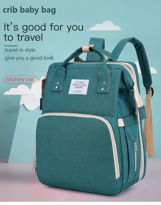 Zaino Fasciatoio Pieghevole 3 in 1 con Lettino Portatile – Borsa Mamma da Viaggio Leggera e Capiente