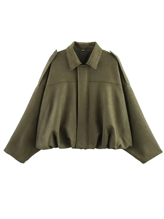 Giacca Bomber Oversize  Donna Stile Vintage – Giubbotto Elegante e Morbido per Occasioni Speciali