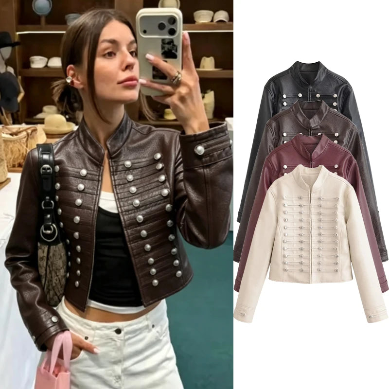 Giacca Cropped Donna con Bottoni e Fit Slim - immagine 1