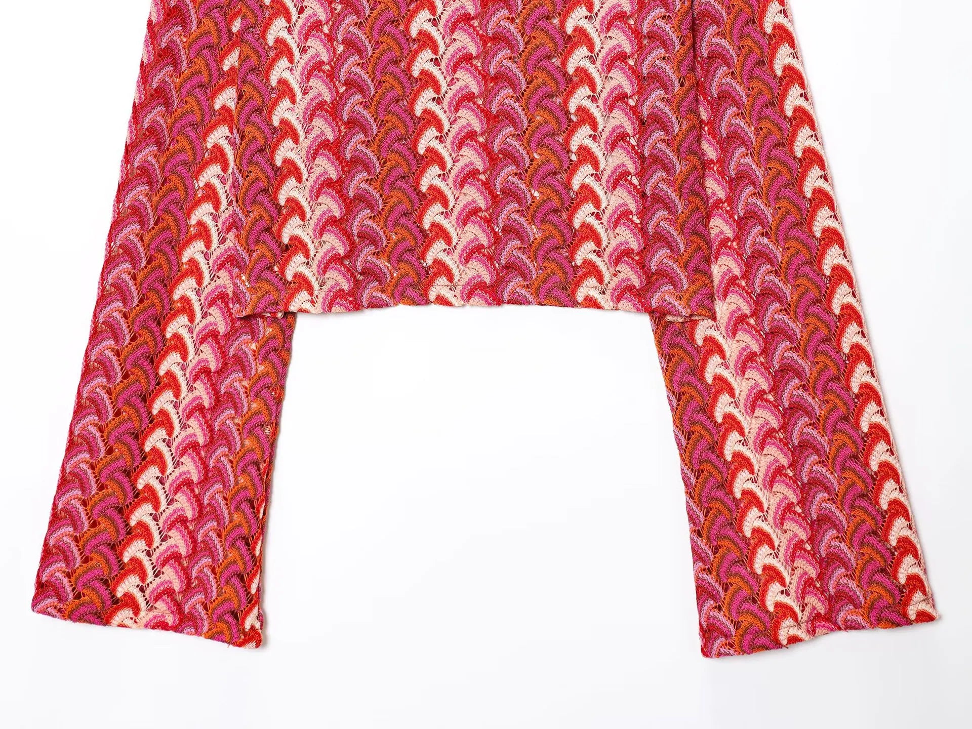 Coordinato donna in maglia crochet – top corto girocollo e pantaloni dritti vita alta