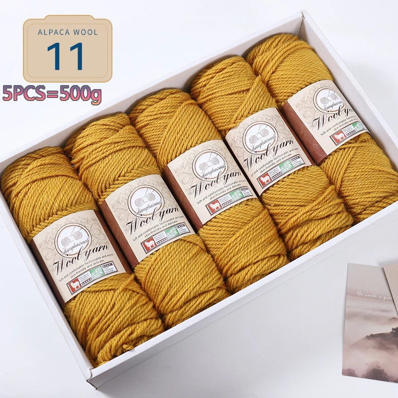 Set 5 gomitoli filato spesso alpaca 500 g – yarn grosso per maglioni, cappotti e crafting inverno