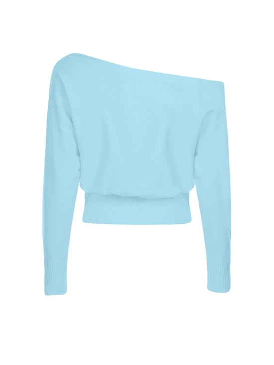 Maglione donna asimmetrico a collo alto e maniche lunghe