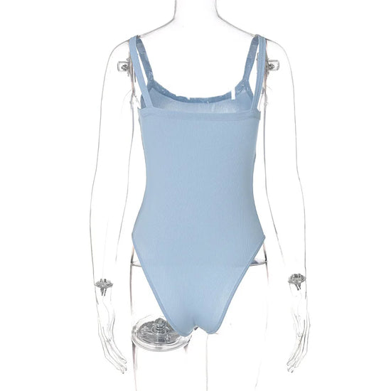 Bodysuit bianco body con senza spalline – aderente sexy da donna