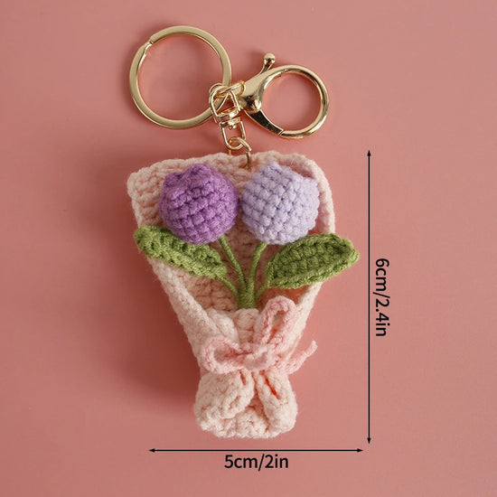 Portachiavi fiore all’uncinetto artigianale – charm amigurumi handmade per borse e chiavi