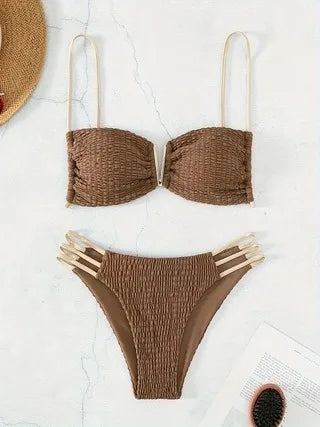 Bikini push-up sexy donna 2025 con laccetti e scollo profondo
