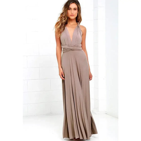 Abito Lungo Multiway Donna con Scollo a V – Vestito Trasformabile Elegante