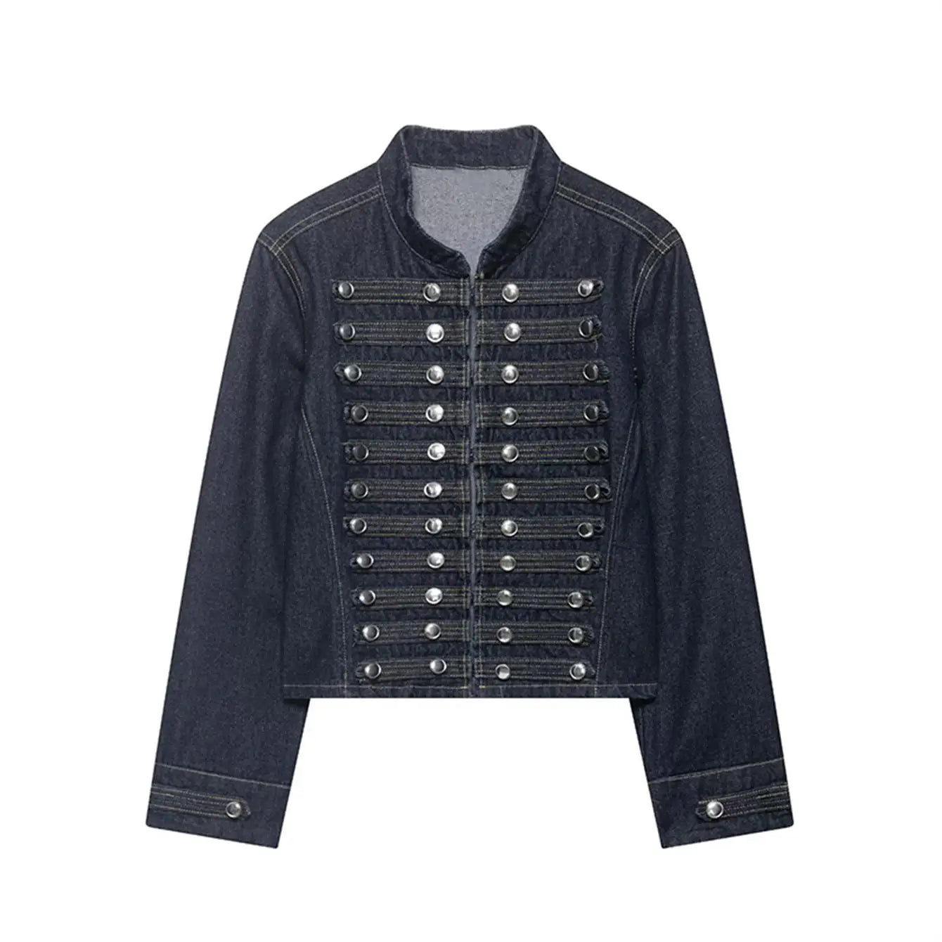 Giacca Corta Donna Vintage con Collo Tondo e Bottoni