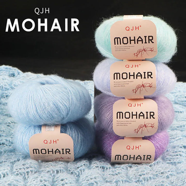 Set 6 gomitoli filato mohair morbido – lana angora effetto fluffy per maglioni, sciarpe, shawl fai-da-te