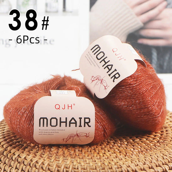 Set 6 gomitoli filato mohair morbido – lana angora effetto fluffy per maglioni, sciarpe, shawl fai-da-te