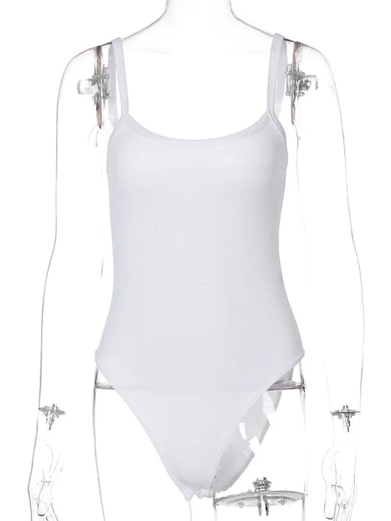 Bodysuit bianco body con senza spalline – aderente sexy da donna