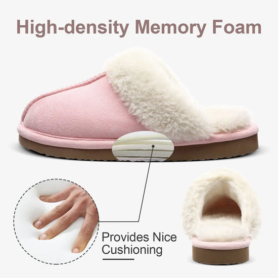 Ciabatte donna in pelliccia eco e suede – antiscivolo, indoor/outdoor, moda casa 2025