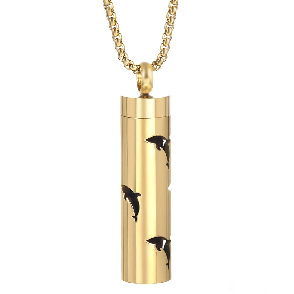 Collana dorata con diffusore per oli essenziali in acciaio inox – Gioiello aromaterapico profumato per donna