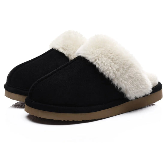 Ciabatte donna in pelliccia eco e suede – antiscivolo, indoor/outdoor, moda casa 2025