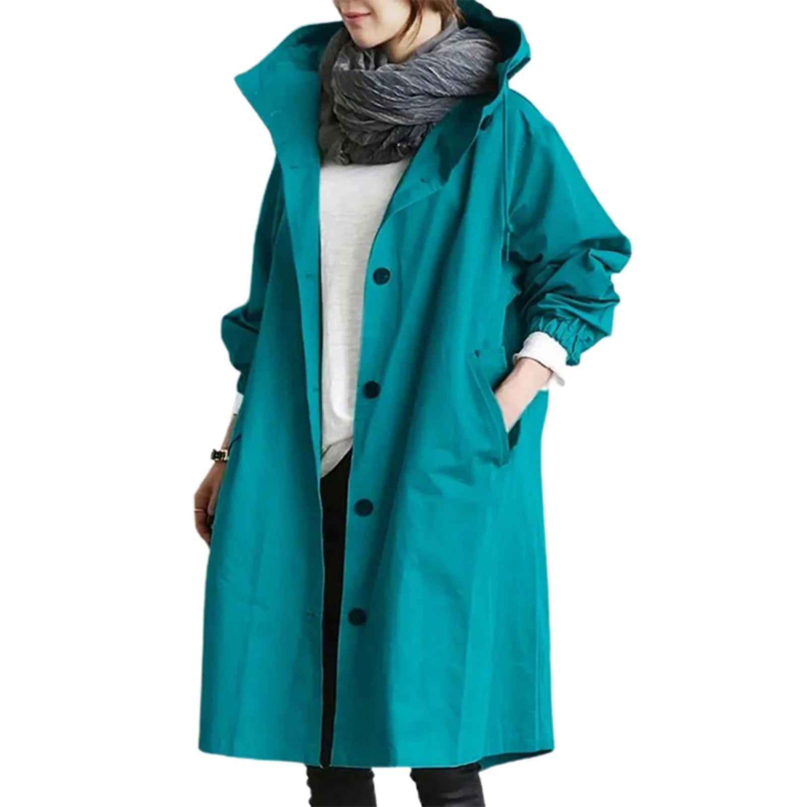 Giacca windbreaker donna con cappuccio, tasche e chiusura a bottoni – antivento, impermeabile, quick-dry, perfetta per escursioni e outdoor