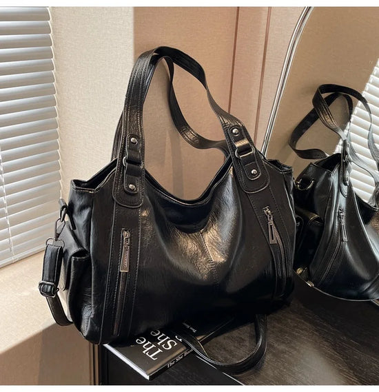 Soft Interior Compartment Shoulder Bags 2025 High Quality Contrasting Colors Bags for Women Fashion Zipper Pu Women's Handbags
