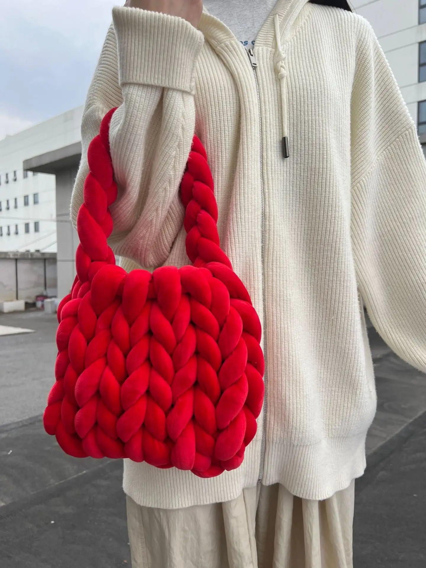 Borsa uncinetto in velluto intrecciato a mano – handbag artigianale unisex disponibile in più colori e dimensioni