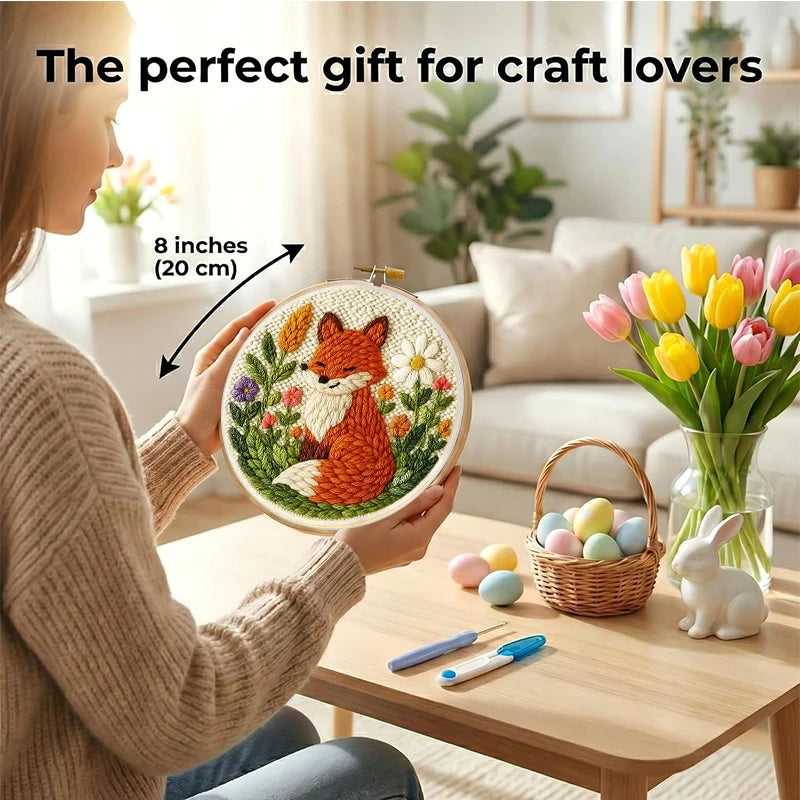 Kit Punch Needle Funghi e Fiori – Ricamo DIY Facile per Principianti