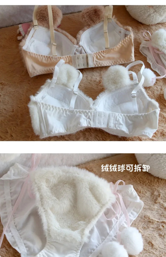 Set Intimo Donna Orsetto in Peluche ‒ Reggiseno e Slip Plush Invernali Cartoon