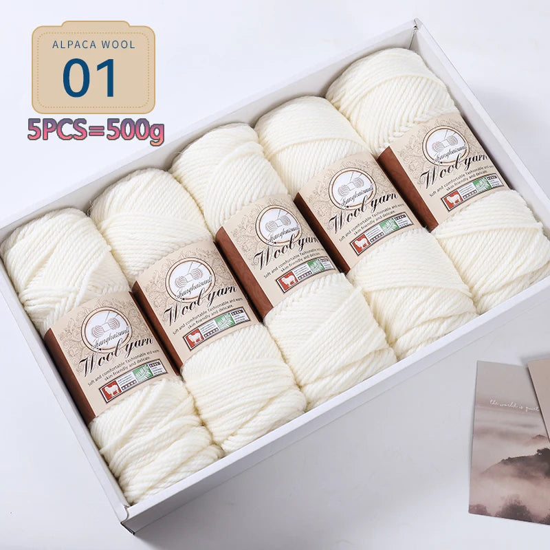Set 5 gomitoli filato spesso alpaca 500 g – yarn grosso per maglioni, cappotti e crafting inverno