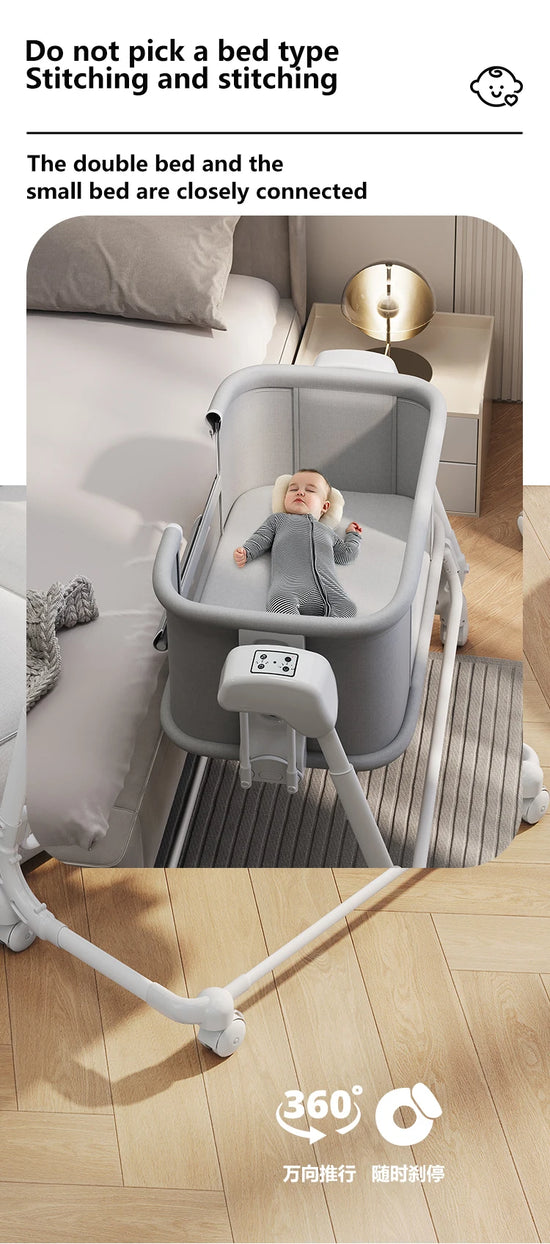 Culla Elettrica Dondolante per Neonato – Lettino Multifunzione Regolabile