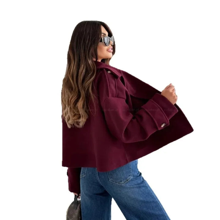 Mini coat in lana donna 2025 – Giacca corta con collo da tailleur, versatile ed elegante per l’autunno/inverno