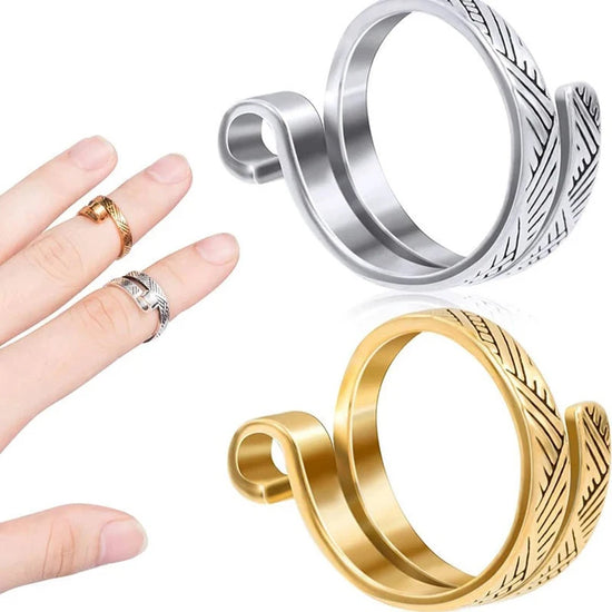 Anello regolabile guida filo per uncinetto/ maglia ‒ knitting loop finger ring aperto, strumento per mantenere tensione filo