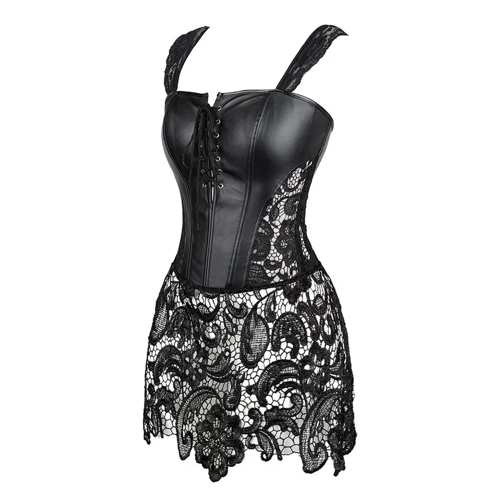 Vestito Corsetto Donna Sexy – Abito Gothic con Gonna in Pizzo
