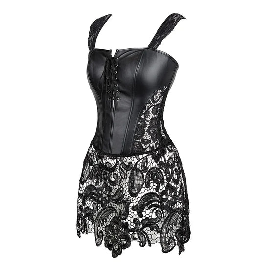 Vestito Corsetto Donna Sexy – Abito Gothic con Gonna in Pizzo